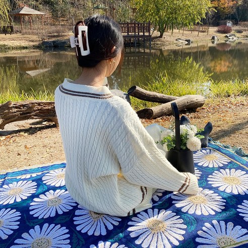 플캠 캠핑용 블랭킷, 플라워패턴