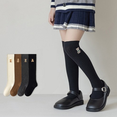 아동니삭스 아이뿜 테디 베어 오버 니삭스 여아용 무릎 양말 1ps CE04 Best Top5