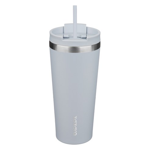BJPKPK 누수 방지 스테인리스 스틸 보온병 빨대 포함, 1개, 모노크롬 헤이즈 블루, 650ml