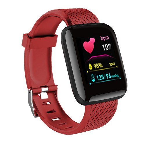 [XIG] D13 스마트 시계 남성 혈압 방수 Smartwatch 심박수 모니터 피트니스 트래커 스포츠 안드로이드 Ios, 레드