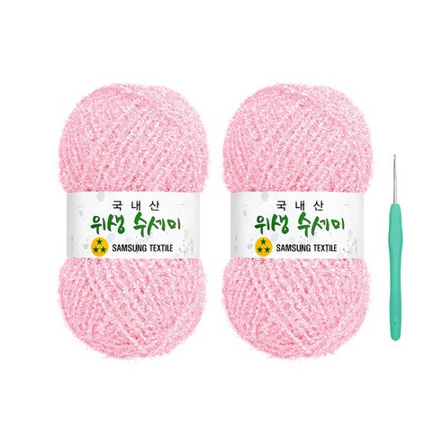 울클럽 사각 웨이브 수세미 DIY 위생수세미실 80g 2볼세트(총 160g), 2개, 705 소프트핑크