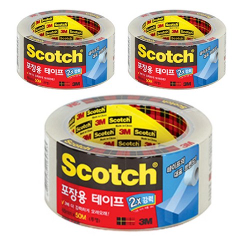 스카치 포장용 테이프 3615 (48mmx50m) 투명, 1개입, 3개
