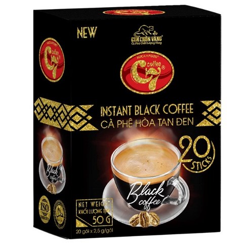 베트남 커피 C7 블랙 인스턴트 커피 무설탕 위즐커피, 50g, 1박스, 20개입
