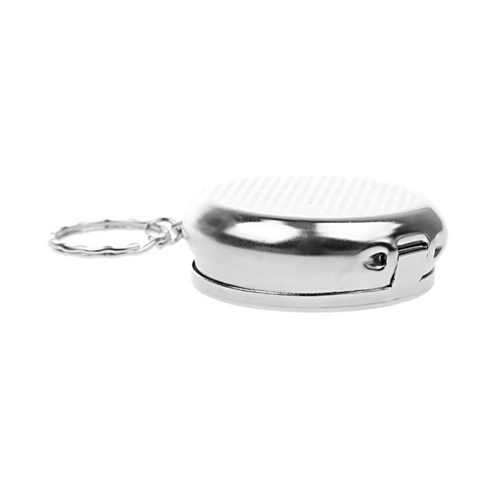 POCKET ROUND ASHTRAY 키체인이 있는 스테인리스 스틸 컴팩트 재떨이 재떨이, 4.8x1.5cm (D x H), 스테인레스 스틸, 실버