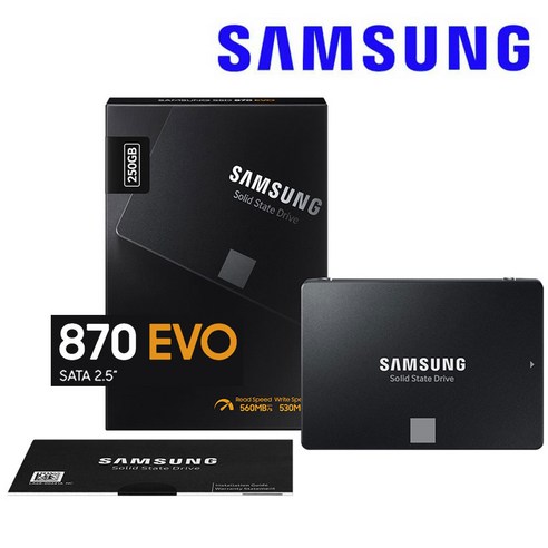 삼성전자 정품 870 EVO SATA SSD 250GB 2.5인치 노트북 데스크탑용 하드디스크, 기본