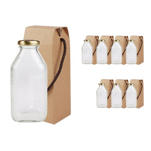 가인글로벌 사각델몬트300 유리병 골드캡 + 포장박스 세트, 8세트, 300ml