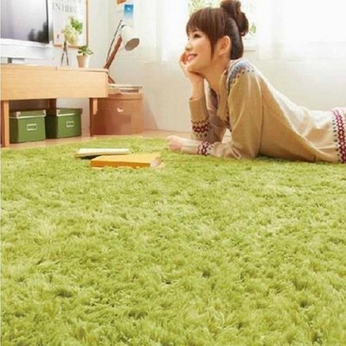 Fuhe 기숙사 카펫 기계세탁 두께 4.5cm 망홍색 긴 털 거실 탁자 방 침실 침대 옆 카펫 가득 깔다 가정용 미백 맞춤형 두께, 초록
