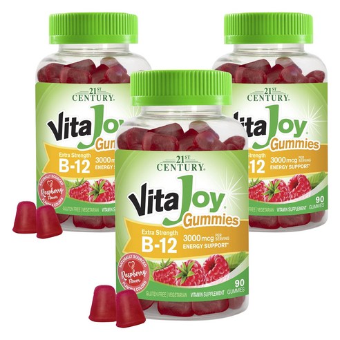 21세기센트리 비타조이 B-12 3000mcg 에너지 서포트 라즈베리 맛 구미, 3개, 90정