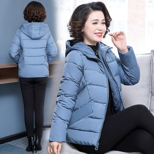 중년 및 노인 짧은 면화 패딩 자켓 여성 서양식 엄마 가을과 겨울 의류 대형 패션 중년 여성 코튼 패딩 자켓