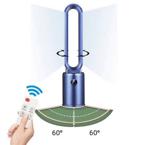   신제품 안전 팬 55w 지능형 정화 지상 음이온 전기 공기 순환 타워 220v LED 스위치 쉬운 청소, 3.BLUE - EU