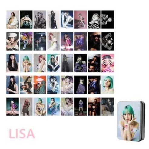 블랙핑크 엘범 포스터 지수 제니 로제 리사 포토카드 40장+틴케이스 10종 세트 모음, 리사A