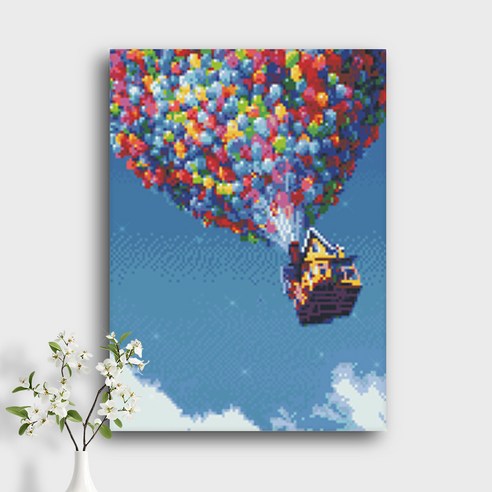 오늘의오브제 DIY 보석십자수 캔버스형 40x30cm, A1_09_풍선 여행, 1개