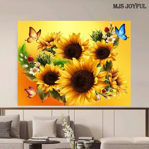 엠제이에스 명화그리기 50x40cm (캔버스형) DIY 유화 세트, KK19 - 황금해바라기와 장미들