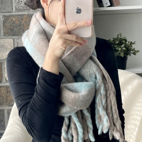 상상그이상 여성용 레게 체크 머플러 소프트 빅사이즈 목도리 포근한 숄머플러 오버사이즈 빅레게 남녀공용 커플목도리
