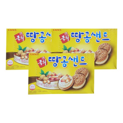 크라운 국희 땅콩샌드 372g x 3, 3개