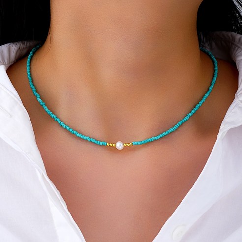 RoseAria 여성 씨드 비즈 펄 목걸이