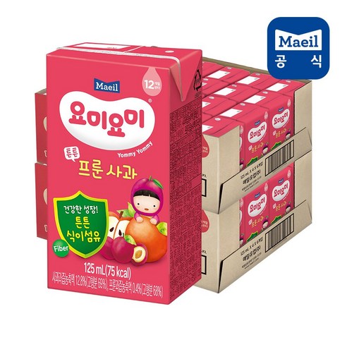 요미요미 튼튼 프룬 사과 125ml, 48개