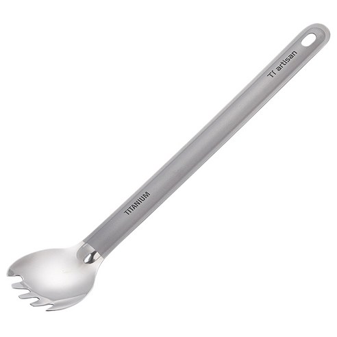 티타늄 롱 핸들 솔리싱 된 그릇과 함께 spork 야외 캠핑 조리기구, 하나, 은