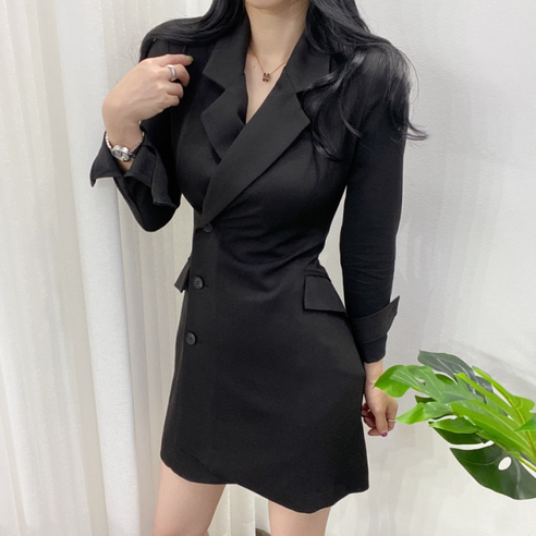 고급스러우면서 신축성 좋은 버튼 자켓 원피스