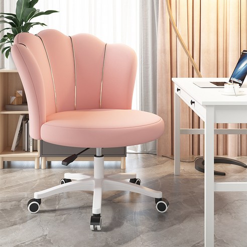 BOSUN 예쁜 북유럽 화장대 책상 회전 등받이 바퀴 인테리어 의자, 핑크, 1개