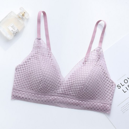 DIIYIV 여성 섹시 레이스 와이어 부라 여자 삼각컵 브라 소녀 와이어 브라에 P19+수납 파우치