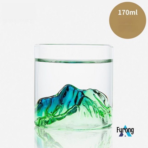 Furong 찻잔 유리물컵 빙산 아이디어 물컵, 야키 일본 산 전망 컵 170ml (녹색)