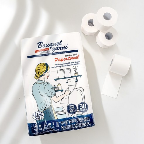 부드러운 촉감과 환경 의식적인 클린징을 위한 부케가르니 에코 클린 앤 소프트 화장지