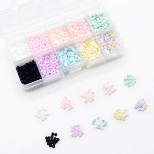 시드비즈 공예재료 세트 DIY 믹스 사각 키트 2mm 3mm 꽃반지 팔찌 만들기, 3mm 파스텔(무광)