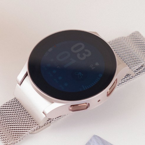 우먼스9999 갤럭시워치 호환 사생활 보호 풀커버 강화유리 케이스, 40mm, 스타라이트
