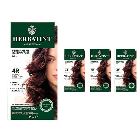 허버틴트 퍼머넌트 허벌 헤어컬러 젤 135ml, Copper Chestnut, 4개