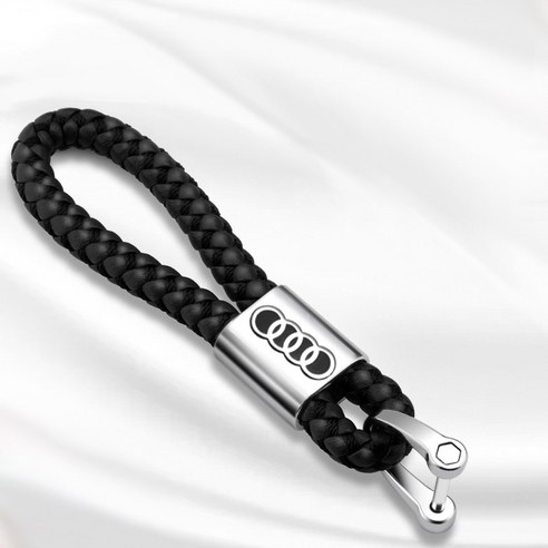 언제나말금 핸드메이드 키홀더 브레이드 키링 키케이스 인조가죽 열쇠고리 위빙 키체인, 블랙, 아우디, 1개