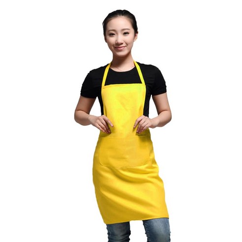 [XIG] 클래식 디자인 63x70cm 폴리에스터 작업용 앞치마 주방 앞치마 포켓 커플 앞치마 블랙 색상, yellow color 9