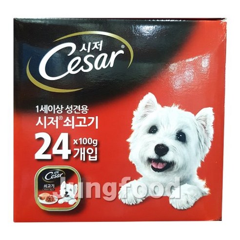 시저 쇠고기 100g x 24캔 애견사료 강아지간식, 24개