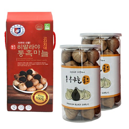 [60일 자연숙성] 히말라야 통 흑마늘 골드 선물세트 500g * 2세트 / 발효숙성 꿀절임 흙마늘 설날 선물세트