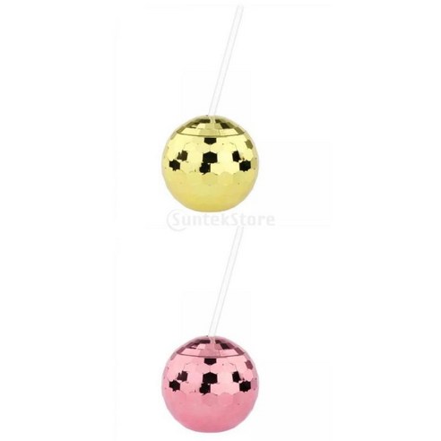 나이트 클럽 바 파티를 위한 뚜껑이 있는 2x 20oz 디스코 볼 컵 짚 칵테일 컵, 기타, 플라스틱
