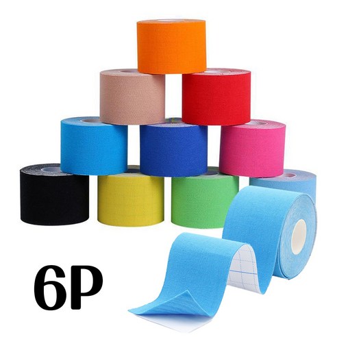 스포츠테이프 키네시올로지 근육 테이핑 6P - 5cm, 화이트, 6개