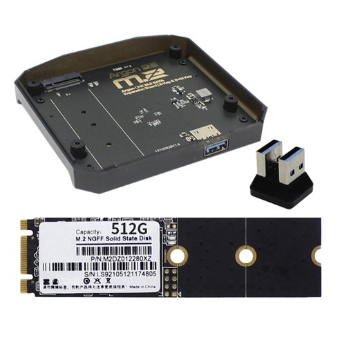 아르곤 1 M.2 케이스 확장 보드 USB 3.0 ~ M.2 SATA 어댑터 라스베리 PI 4B베이스 용 512GB M.2 SATA SSD, 보여진 바와 같이, 하나