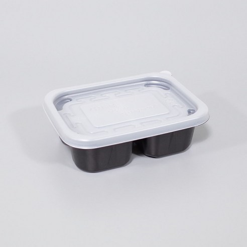 와요와요팩 일회용 반죽용기 3칸 반찬통 배달 포장용기 300ml 검정 50개 세트, 1개, 50세트