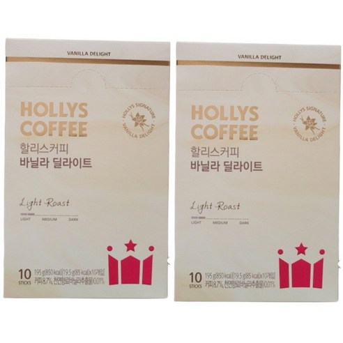 딜라이트소다바리스타 추천 상품할리스 커피 바닐라 딜라이트 20개입 (10개입 x 2통) 커피 믹스 스틱, 19.5g, 10개입, 2개 제품 사진