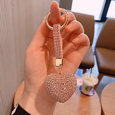 귀요미 캐릭터 열쇠고리 물 다이아몬드 발톱 하트 열쇠고리 장착 다이아몬드 도심 열쇠고리 자동차 열쇠 걸이, 순분