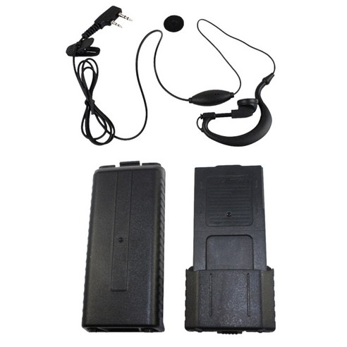 Baofeng UV-5R 마이크를 가진 연장 된 6AA 건전지 상자 포탄 걸기 이어폰, 블랙, 설명, 플라스틱