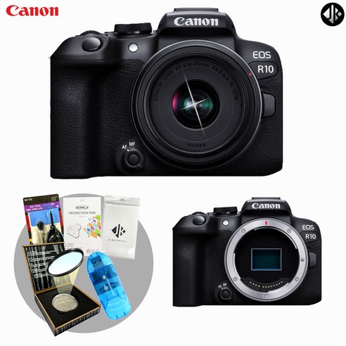 [포토리뷰이벤트] 캐논 EOS R10+RF-s 18-45mm IS STM KIT+액정보호필름+융+청소도구+리더기+ MCUV 필터/WJK, R10/18-45