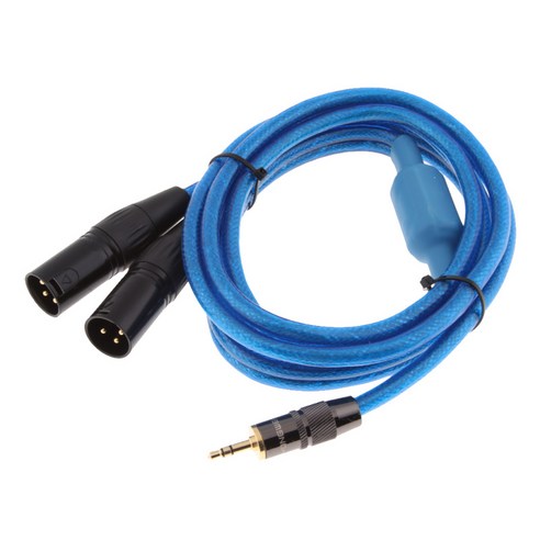 듀얼 XLR 남성 플러그 오디오 케이블에 3.5mm 1/8inch 잭 플러그, 2m, 구리, 블루