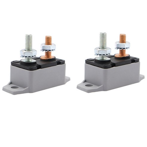 2PC 12/24V 스터드 유형 자동 리셋 커버 트럭 보트 버스 보트 회로 차단기 퓨즈 (25Amp), 설명, 그레이