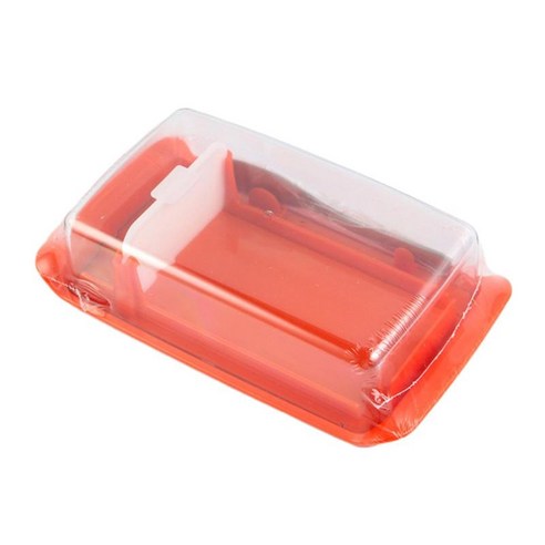 뚜껑이있는 버터 접시 상자 클리어 치즈 키퍼 씰링 보존 냉장고 주최자 주방 도구, 11x19cm, 플라스틱, 빨간색