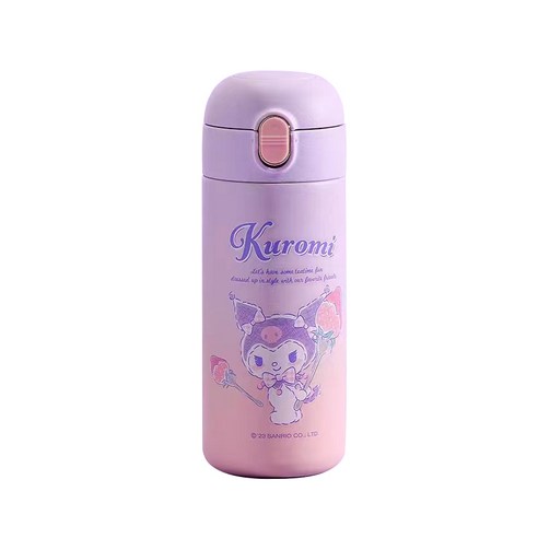 산리오 시나모롤 쿠로미 텀블러 400ml 원터치 뚜껑 보온보냉병 휴대용 텀블러 스텐물병 그라데이션 캐릭터 텀블러, 400ml쿠로미, 1개