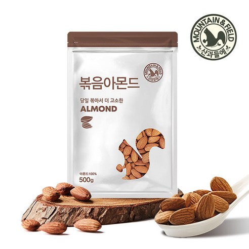 산과들에 23년산 햇 견과류 볶음아몬드, 500g, 2개