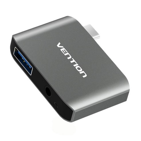 YSSHOP USB C 3.1 유형 C-USB-A 3.0 암 어댑터 MacBook 용 3.5mm AUX 변환기, 회색, {"사이즈":"큐빅"}, {"수건소재":"알루미늄 합금"}