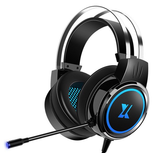 Xzante 유선 게임용 헤드셋 4D 스테레오 서라운드 접이식 노트북/PC/전화용 3.5mm 조정 가능한 마이크 헤드셋(블랙), 검은 색