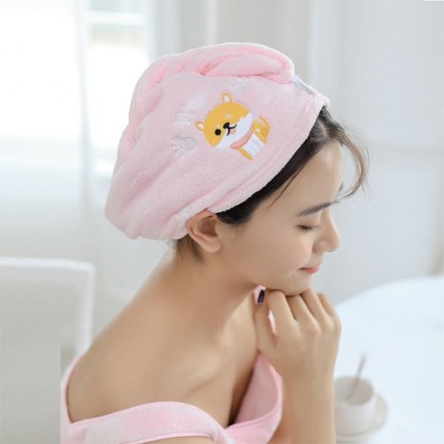 산호 양털 흡수제 자수 건조 캡 극세사 빨리 드라이 고급형, 65*25CM, 코키 핑크